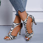 High Heel Peep Toe Sandals with Back Zipper - U4RIA